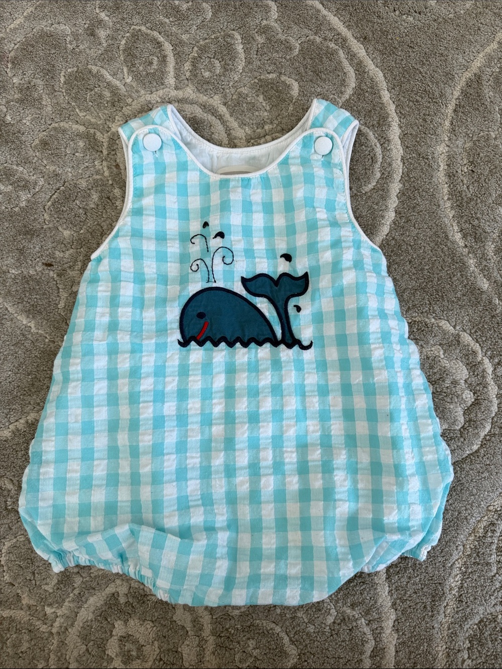 Lil cactus Baby bubble Romper with Whale Applique